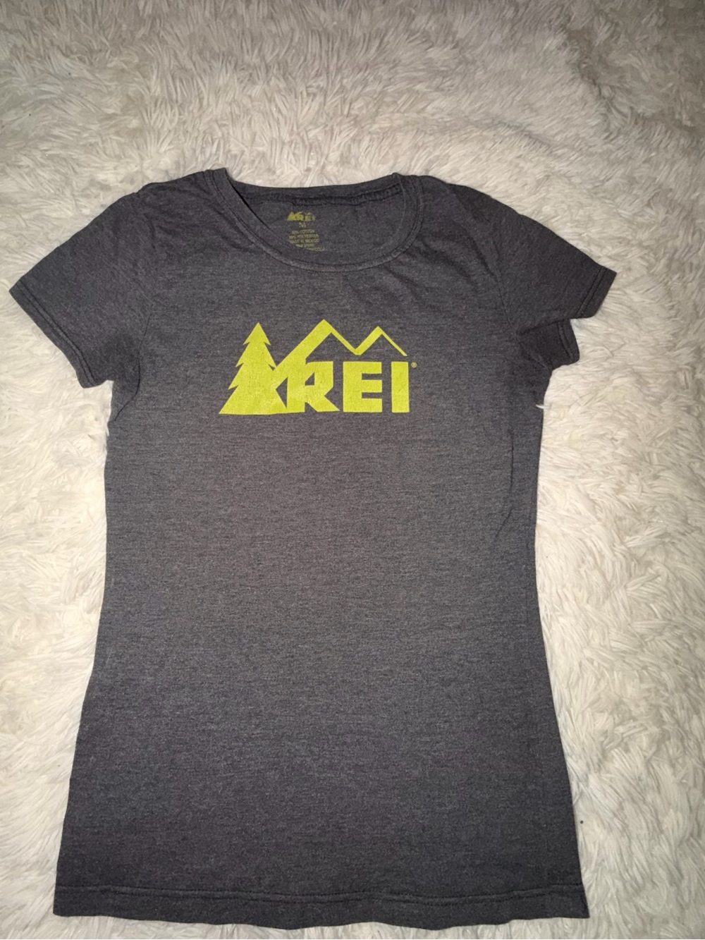 REI Charcoal Tee with Yellow Logo